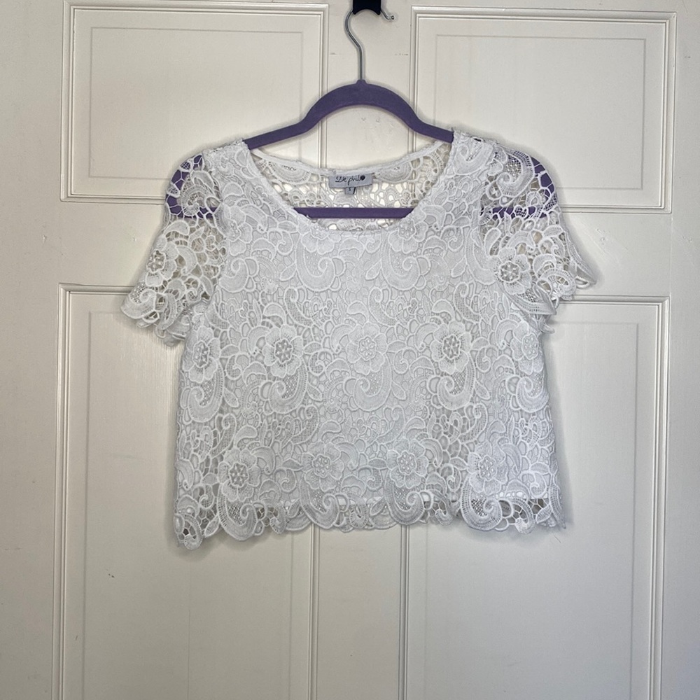 De Philo white lace crop top